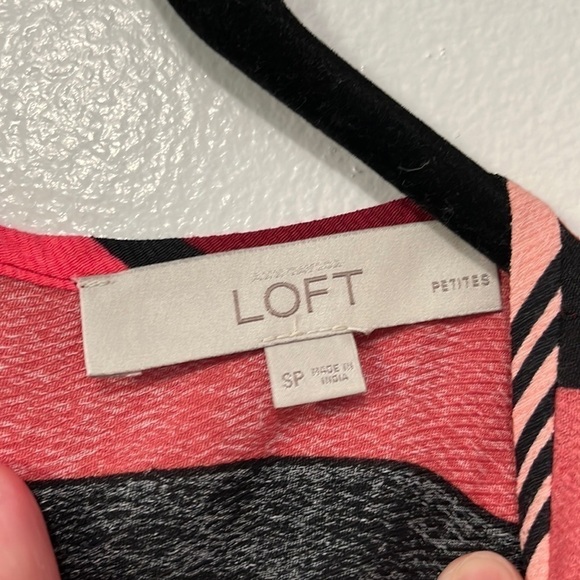 Ann Taylor LOFT Pink/Black Striped Sleeveless Crew Neck Shift Dress Small Petite - Picture 2 of 5